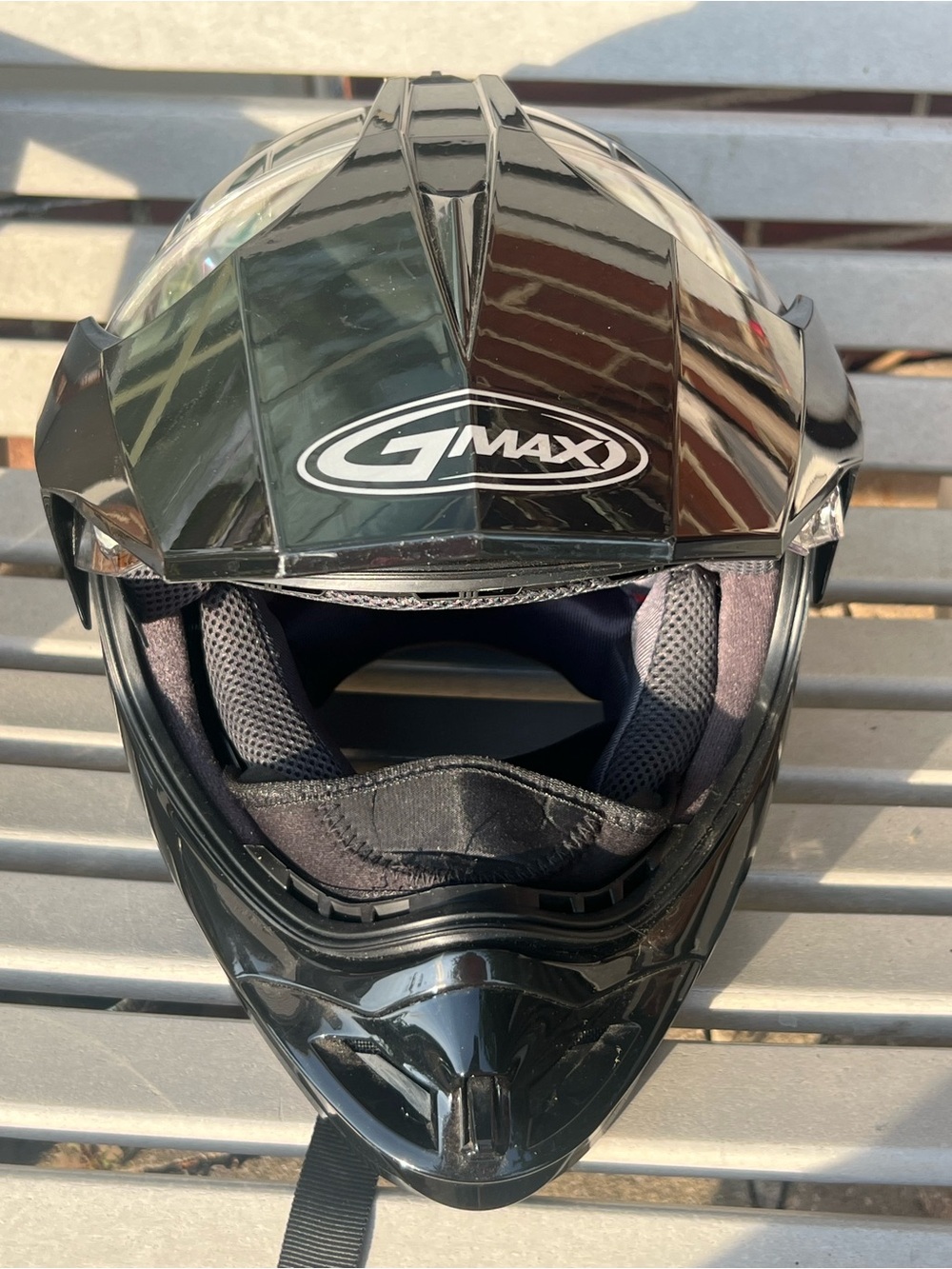 GMax Glossy Black Full-Face Motorized Powersports Helmet , Small